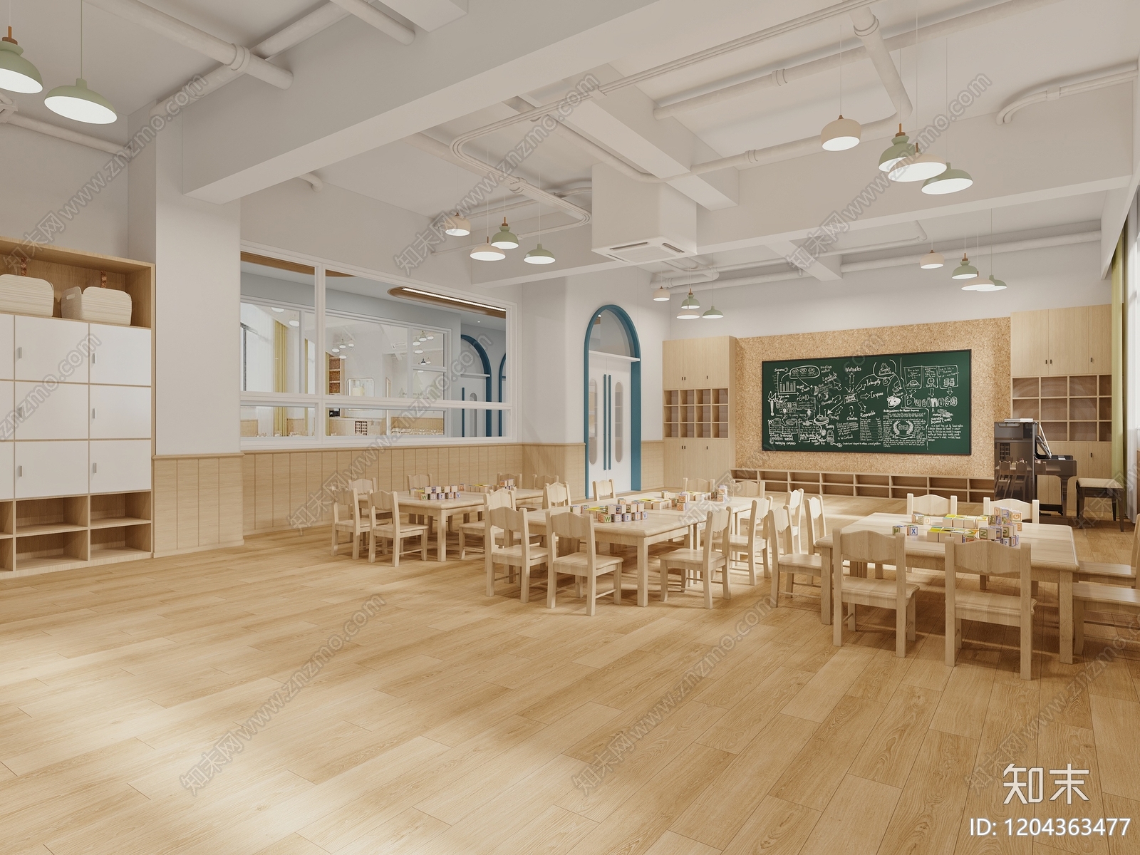 现代新中式培训中心cad施工图下载【ID:1204363477】