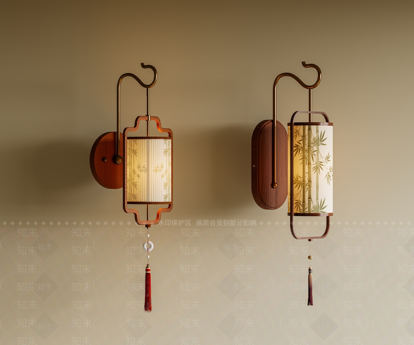新中式中式壁灯3D模型下载【ID:1204363758】