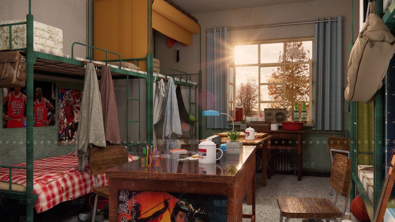 复古宿舍SU模型下载【ID:1204367789】