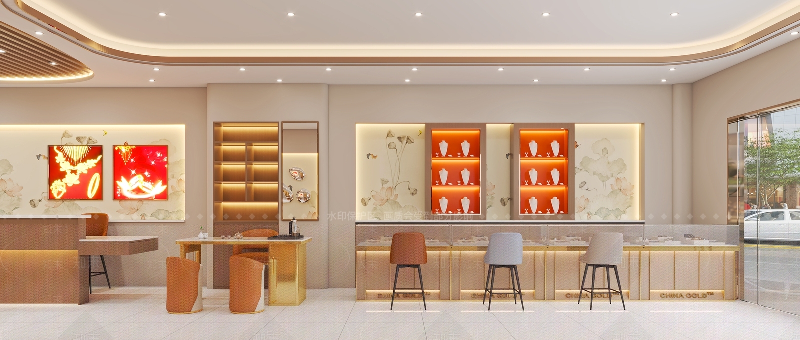 现代原木珠宝店3D模型下载【ID:1204369421】