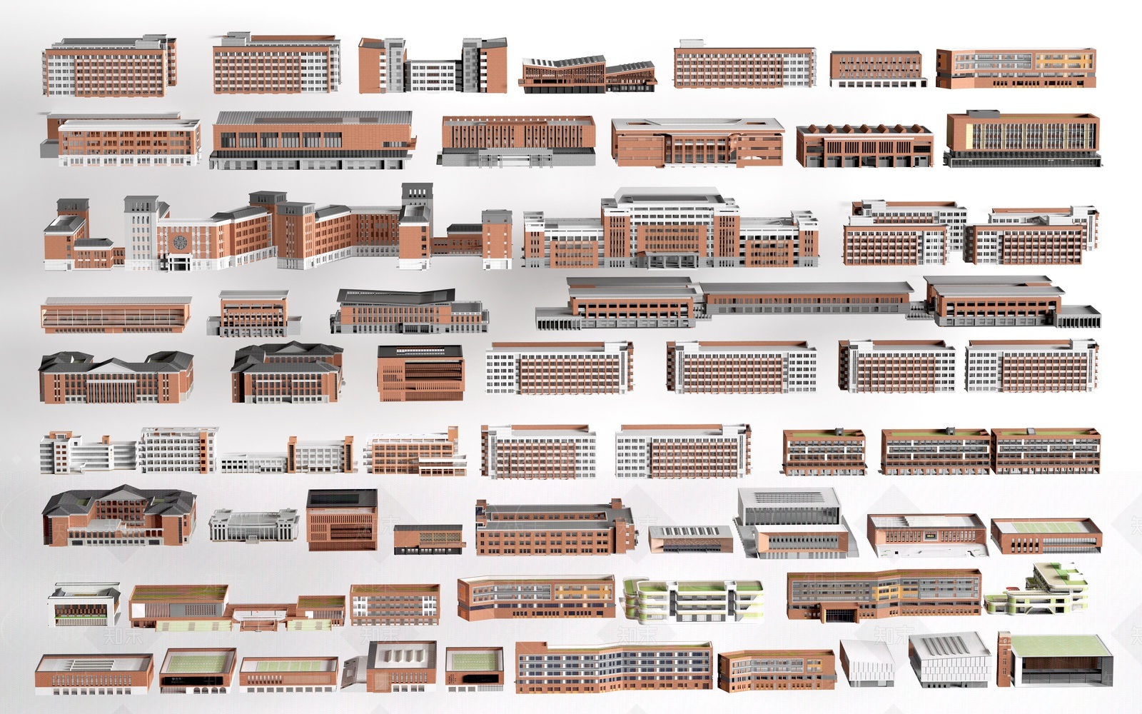 现代学校建筑SU模型下载【ID:1204374836】