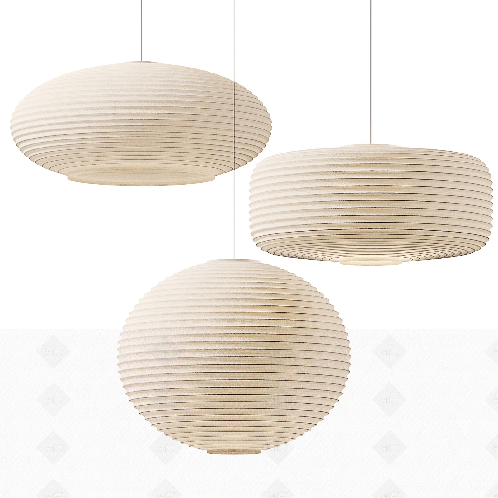Sansho现代圆球形纸艺吊灯组合SU模型下载【ID:1204375670】