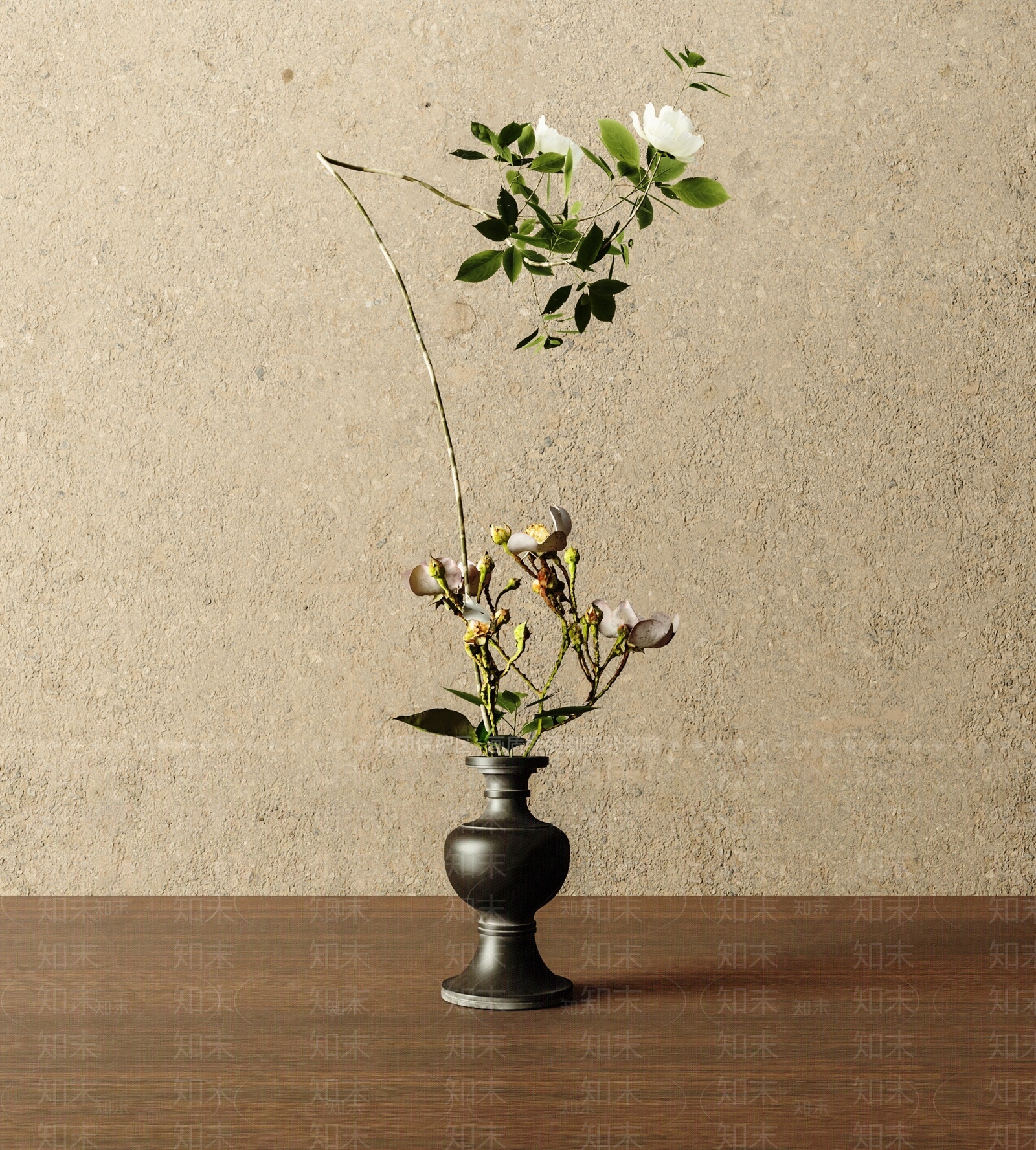 侘寂花艺花瓶摆件SU模型下载【ID:1204376280】