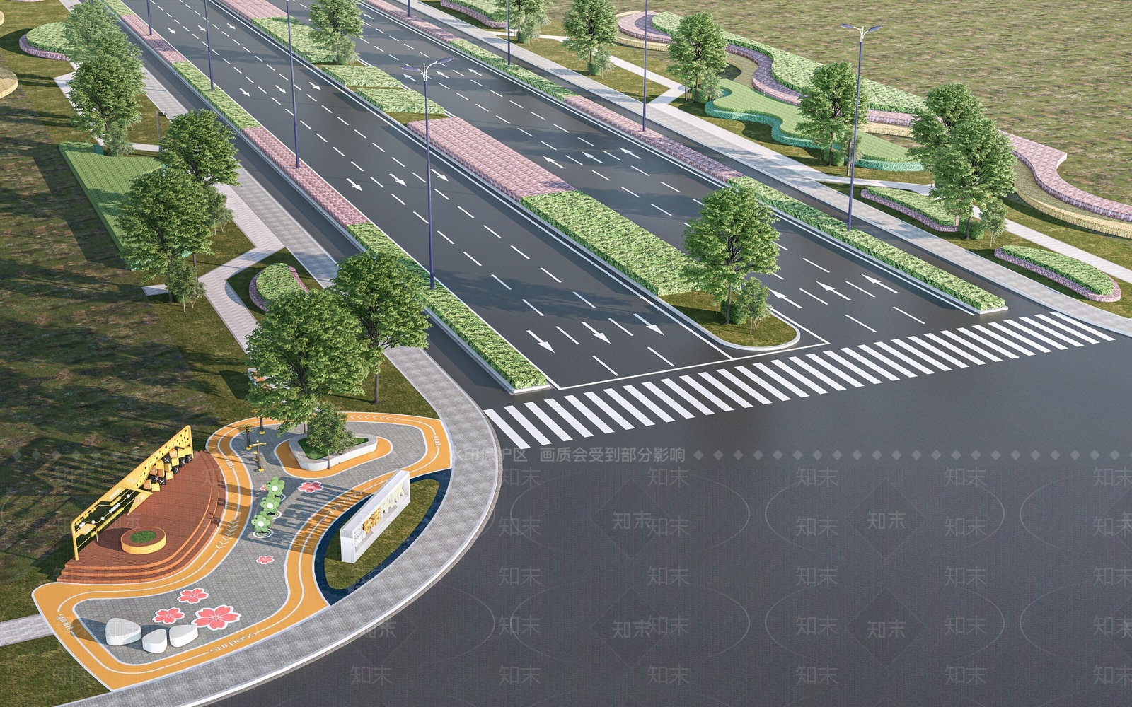 现代马路SU模型下载【ID:1204376866】