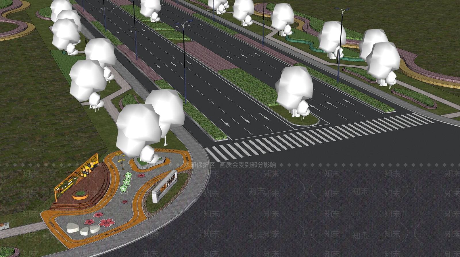 现代马路SU模型下载【ID:1204376866】
