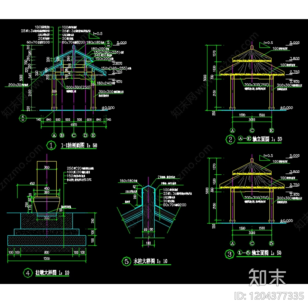 现代亭子图库cad施工图下载【ID:1204377335】