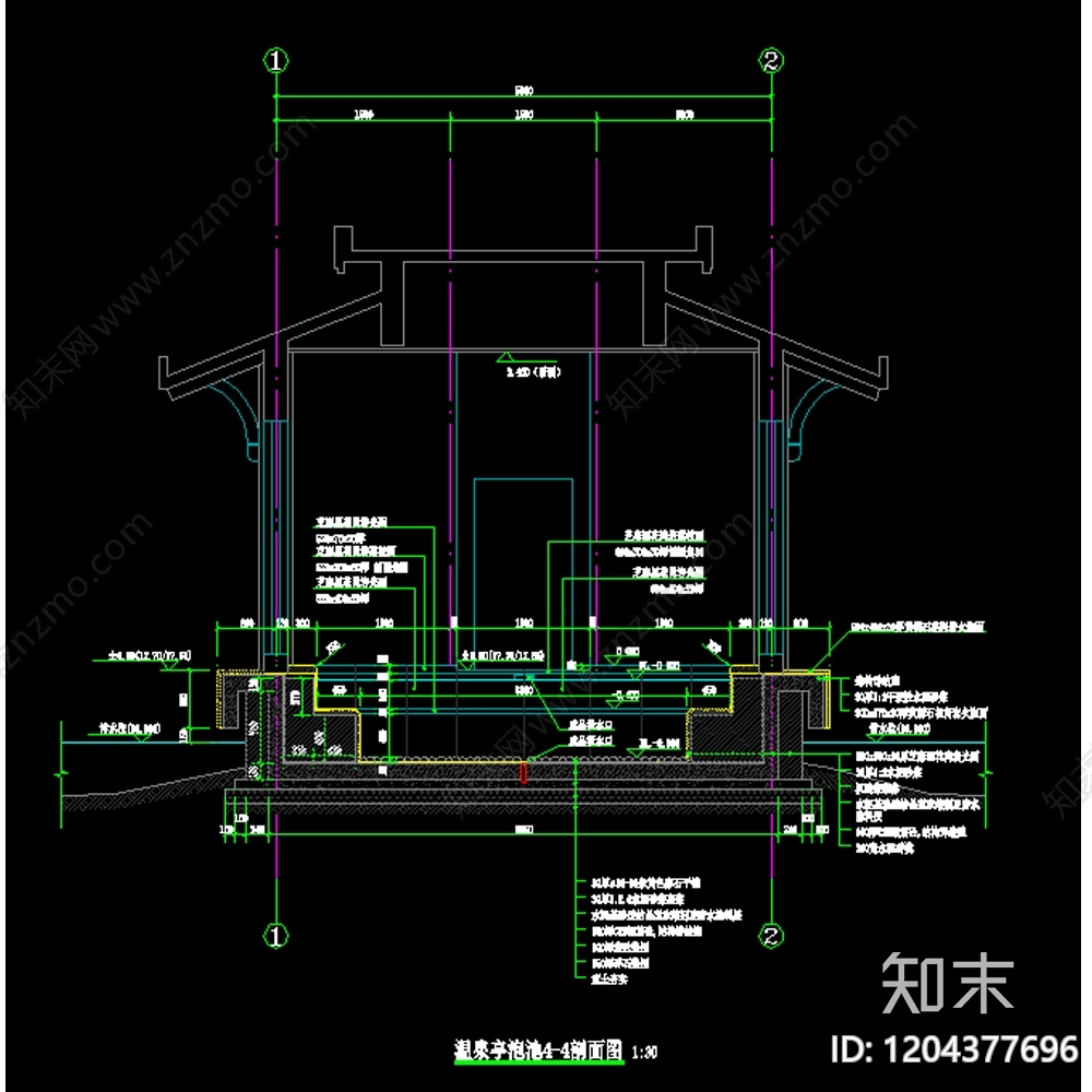 中式现代亭子图库cad施工图下载【ID:1204377696】