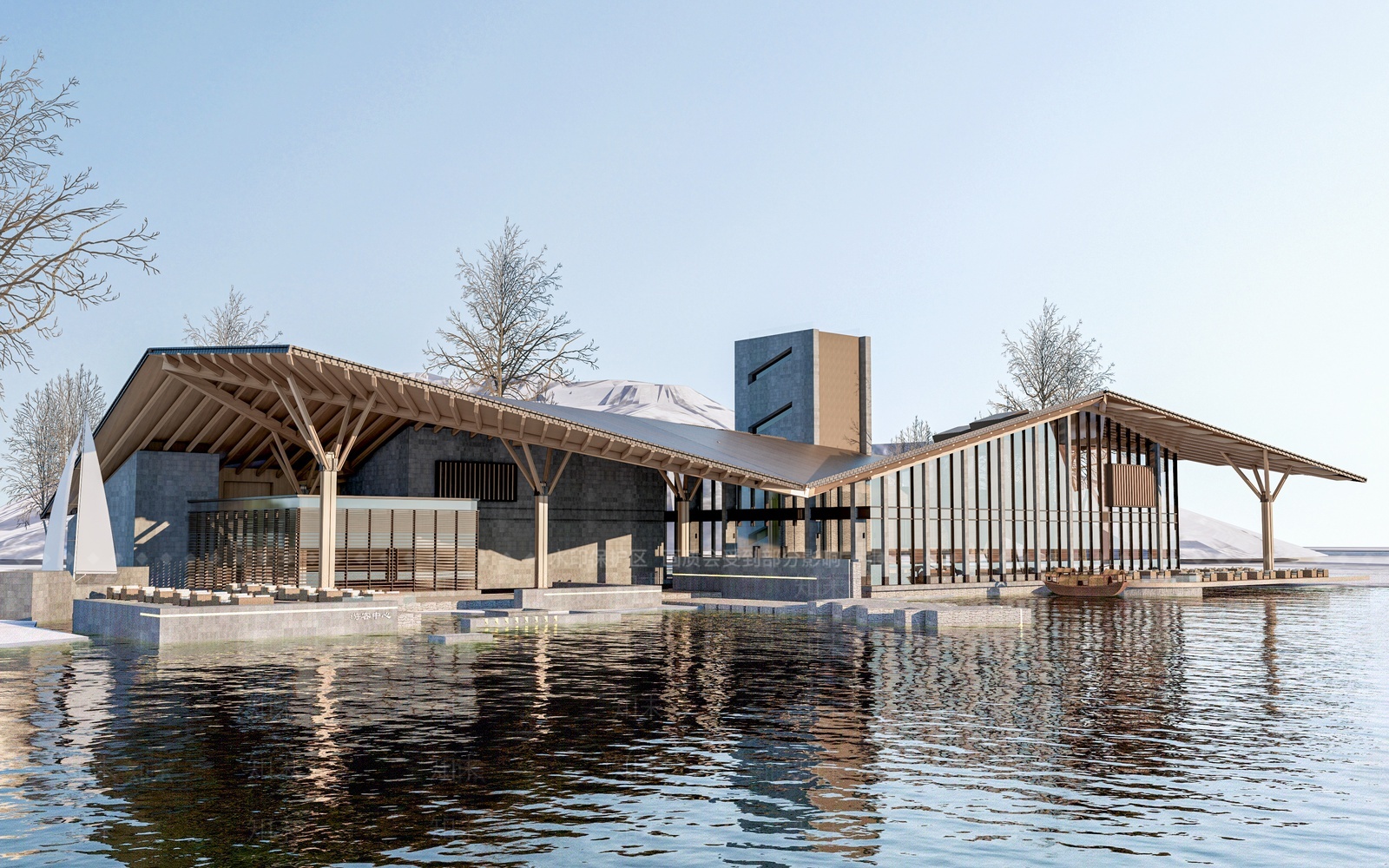 现代展览馆建筑SU模型下载【ID:1204377749】