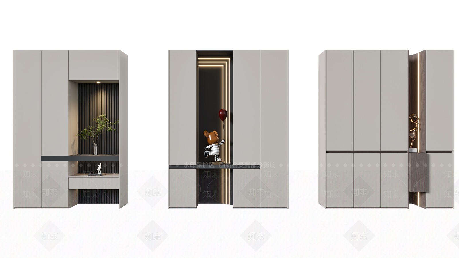 现代玄关鞋柜3D模型下载【ID:1204379264】