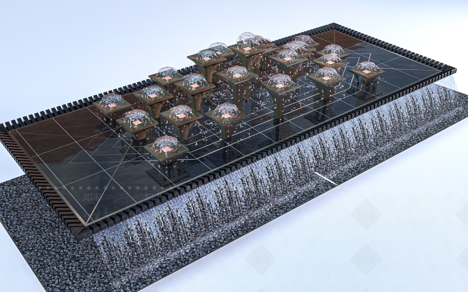 现代喷泉SU模型下载【ID:1204379493】