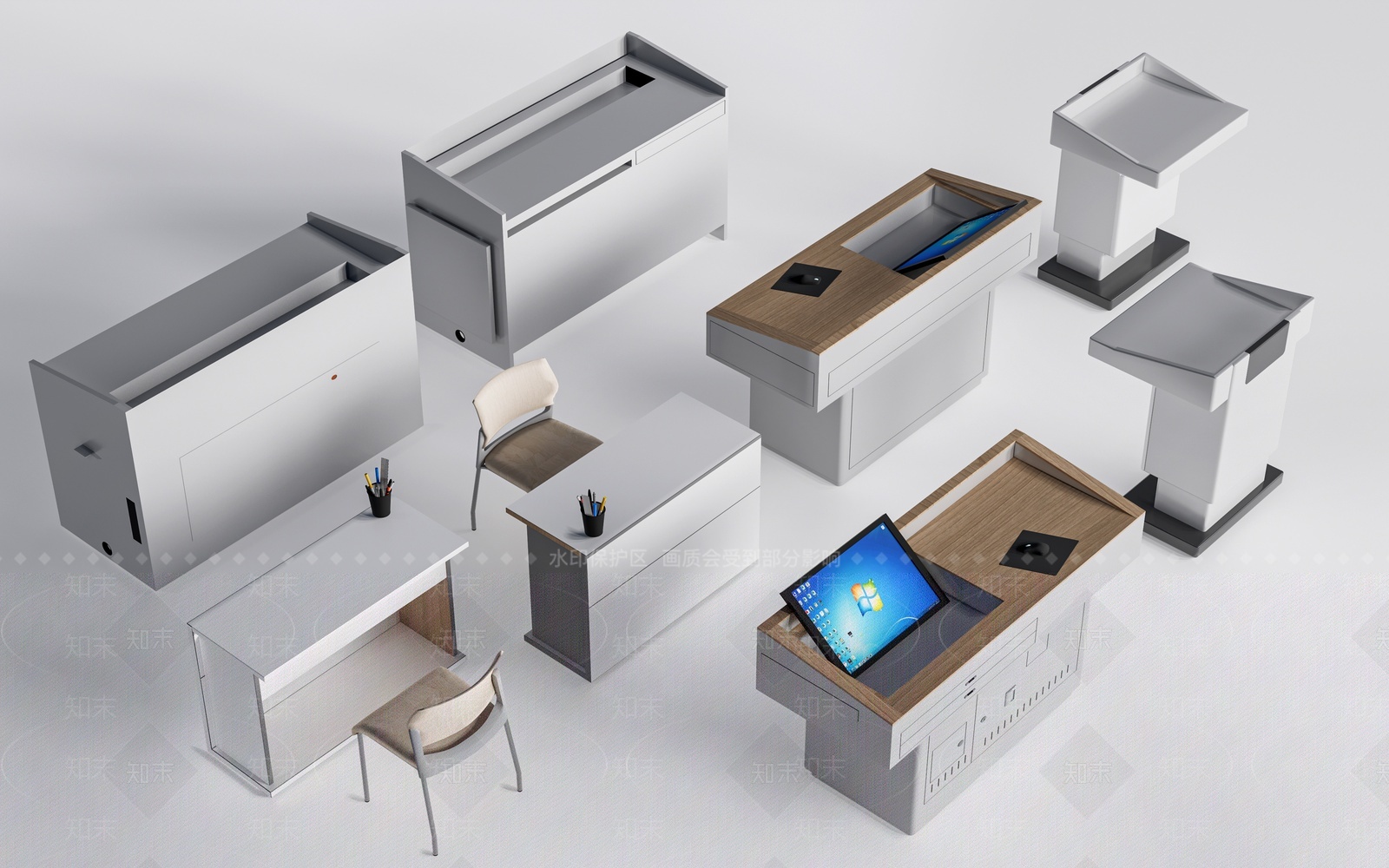 现代讲台3D模型下载【ID:1204379621】