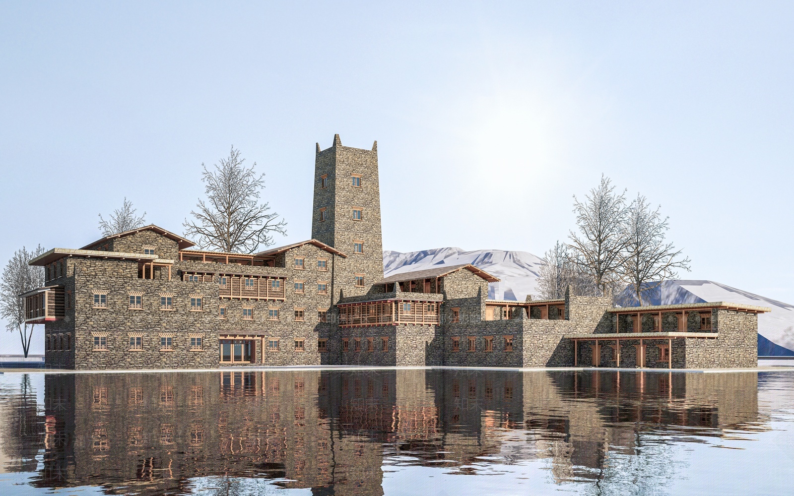 中式羌族建筑SU模型下载【ID:1204379631】