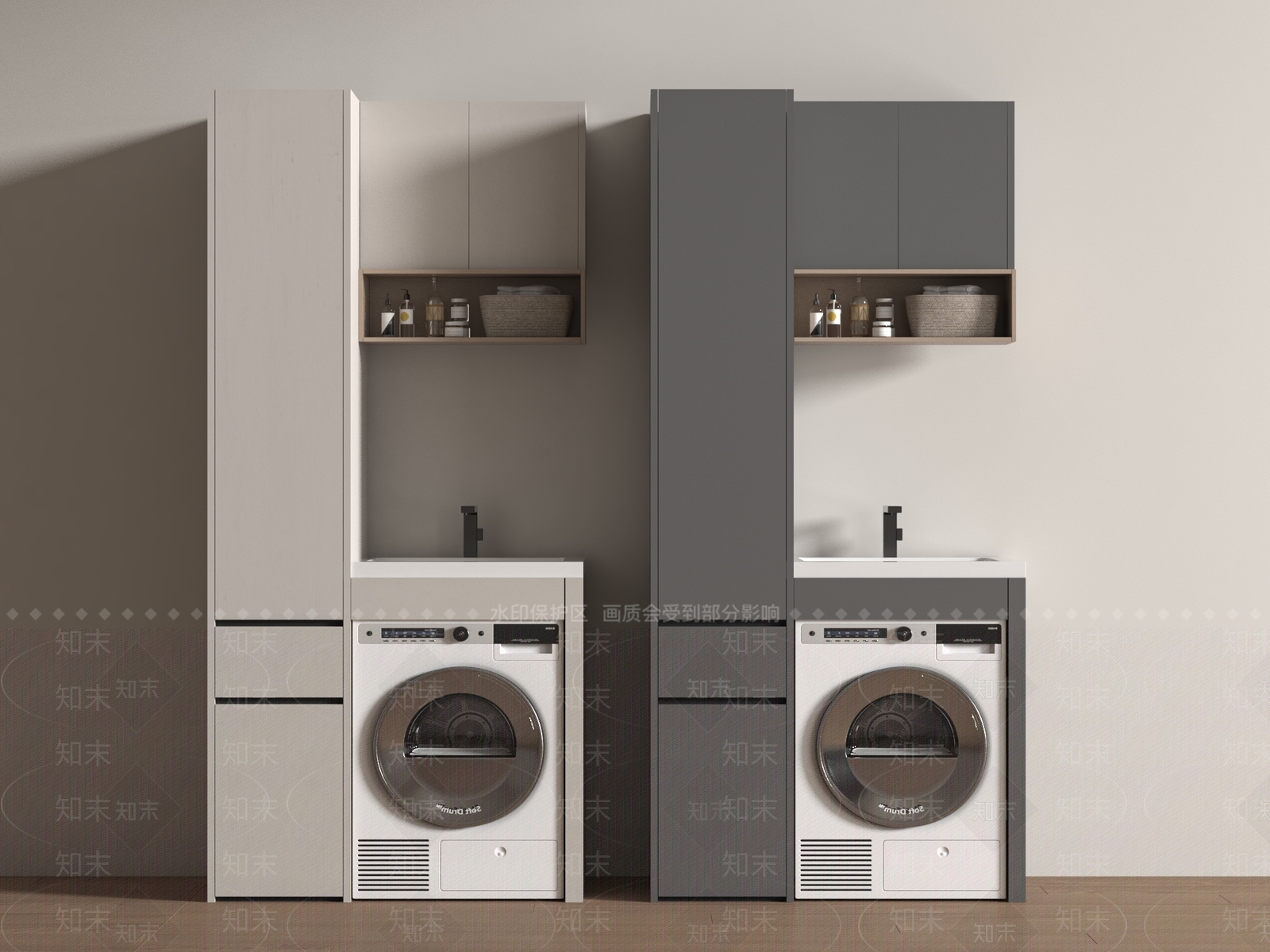 现代洗衣机柜3D模型下载【ID:1204381331】