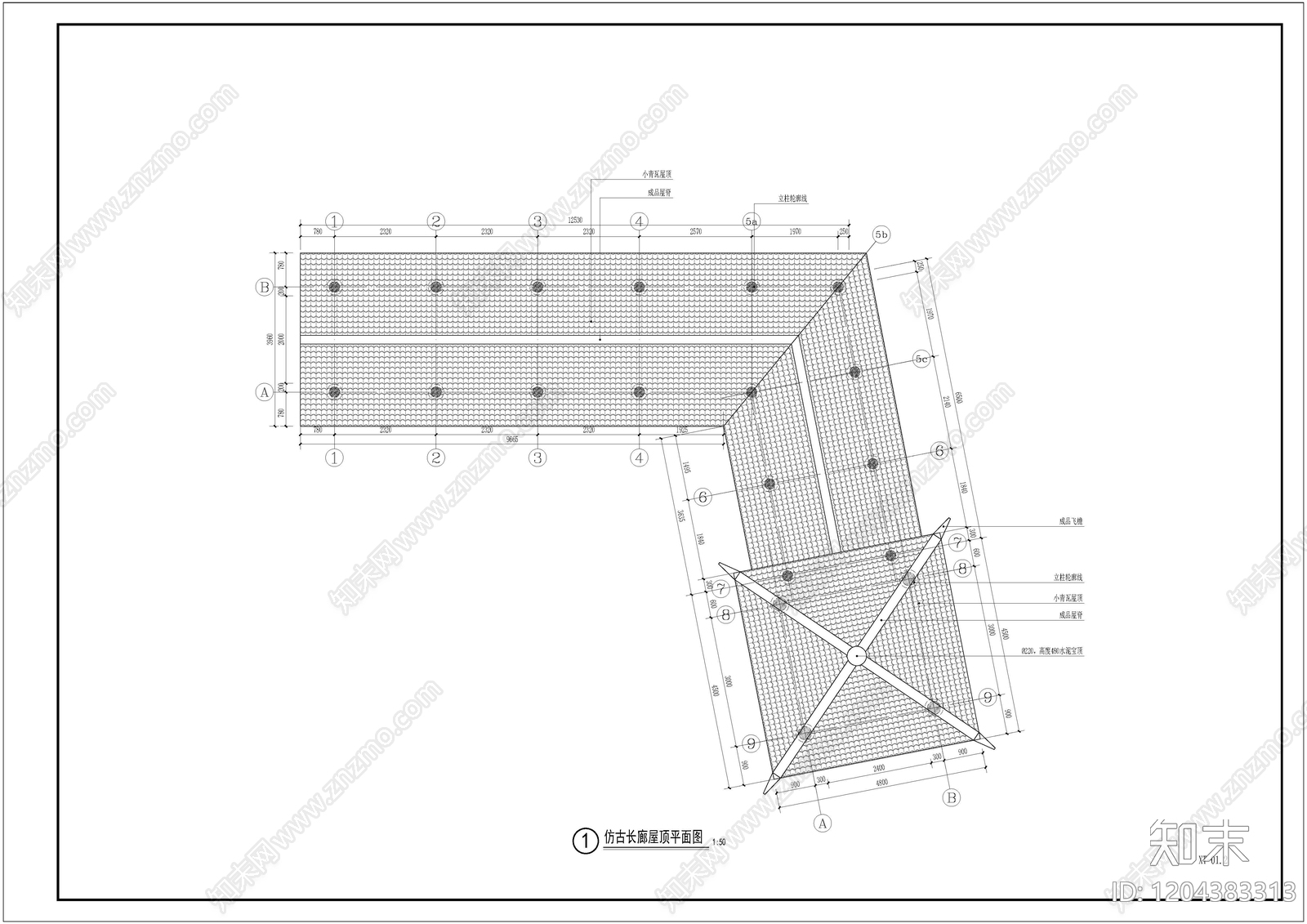 小区廊架cad施工图下载【ID:1204383313】