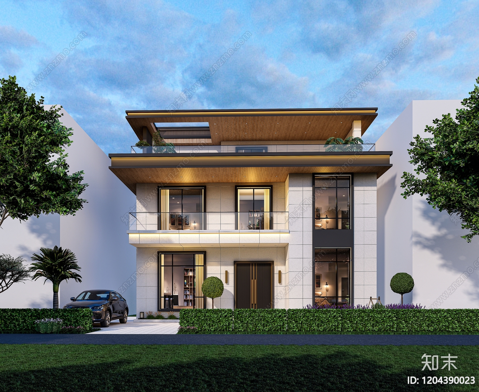 现代极简别墅建筑施工图下载【ID:1204390023】