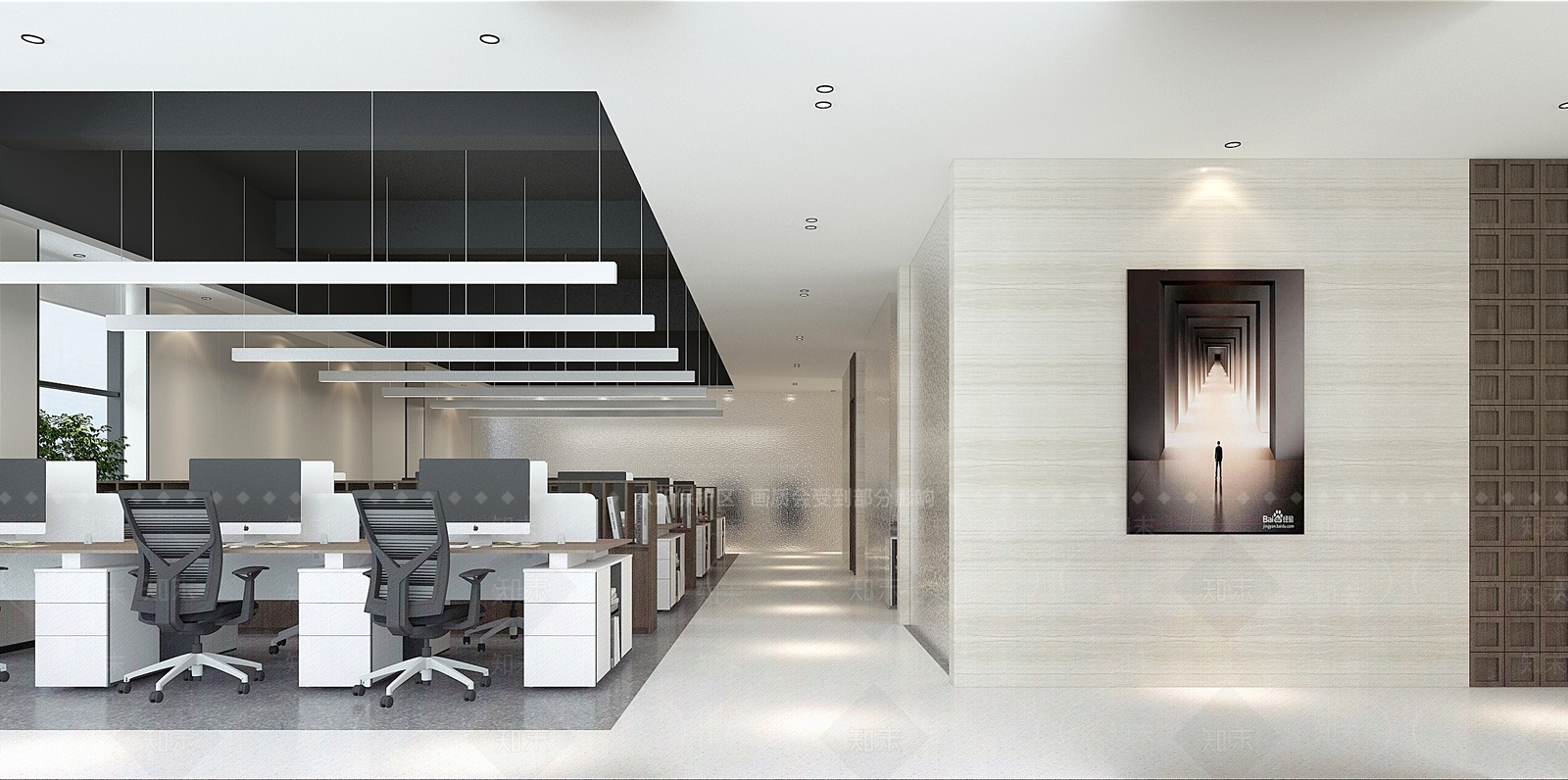 现代新中式办公大厅3D模型下载【ID:1204391696】