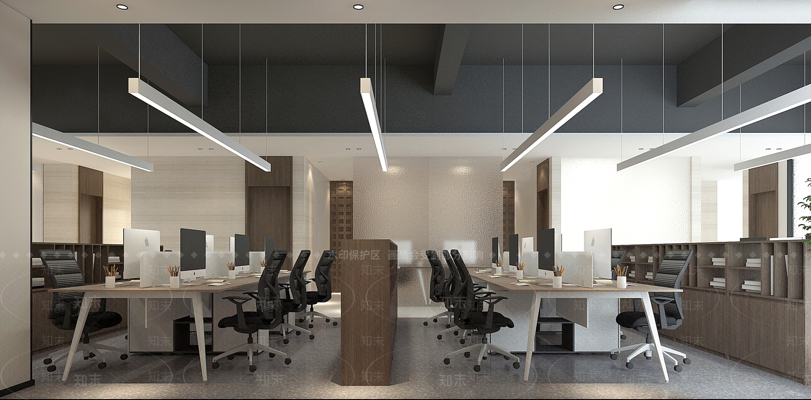 现代新中式办公大厅3D模型下载【ID:1204391696】