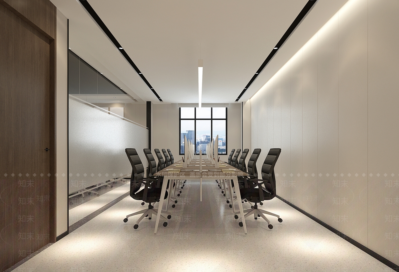 现代新中式办公大厅3D模型下载【ID:1204391696】