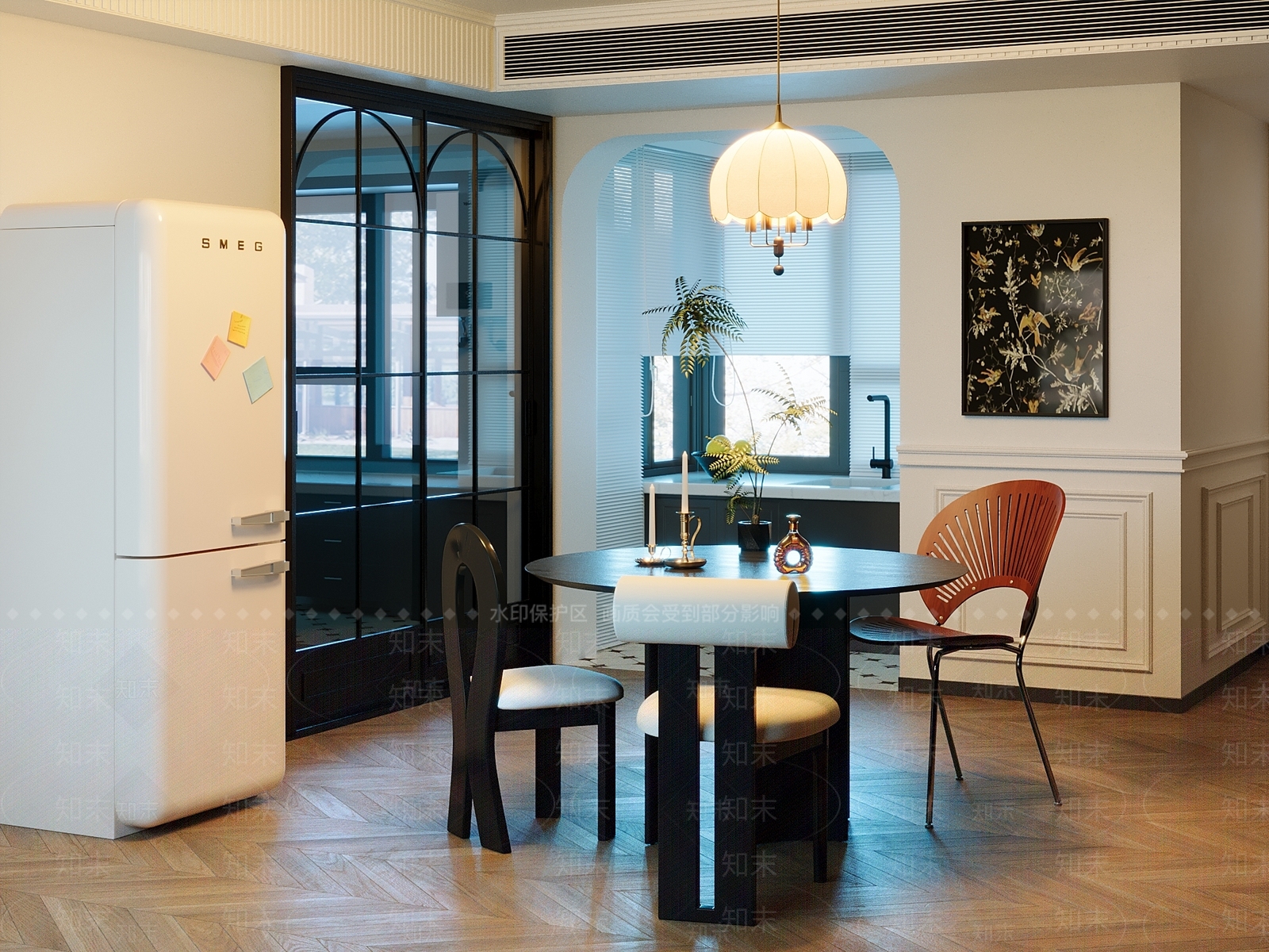 中古奶油家居餐厅3D模型下载【ID:1204391758】