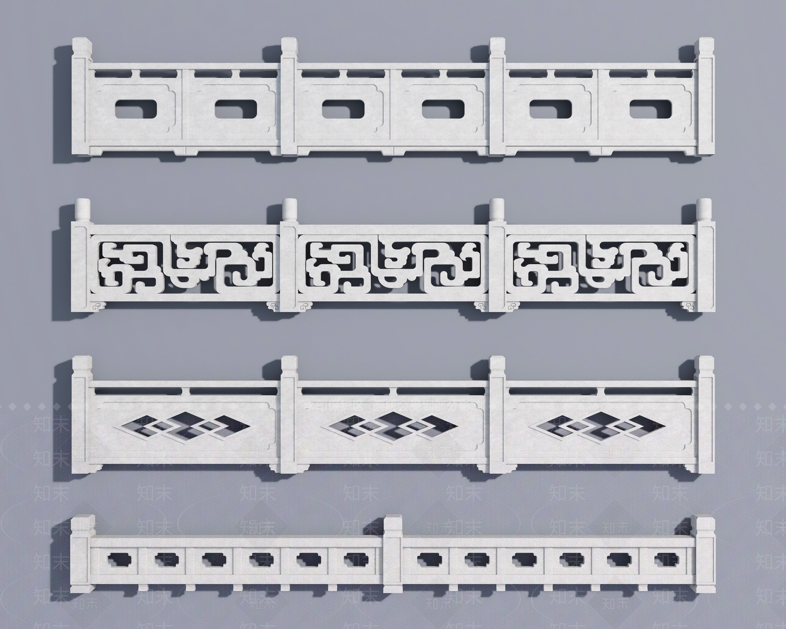 中式新中式栏杆扶手3D模型下载【ID:1204392377】