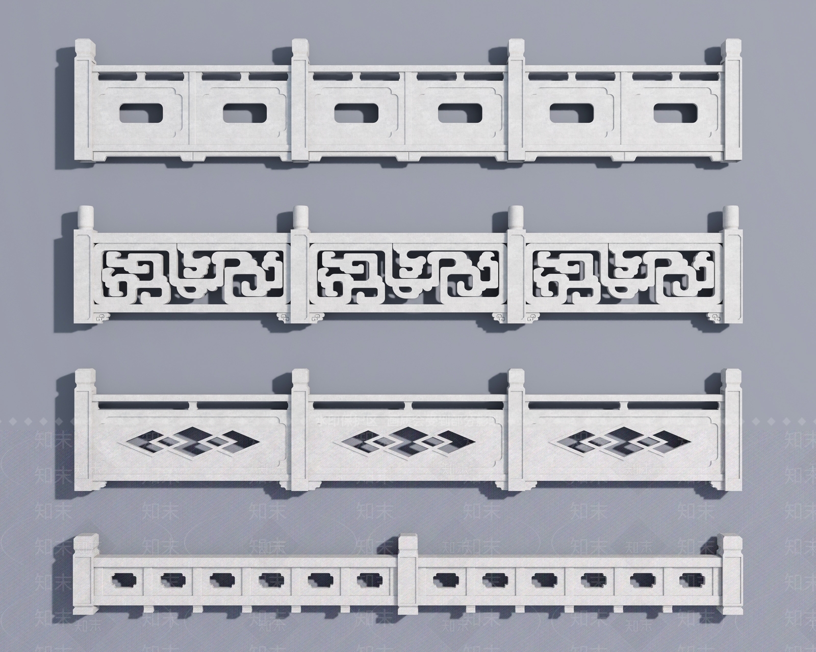 中式新中式栏杆扶手SU模型下载【ID:1204392338】