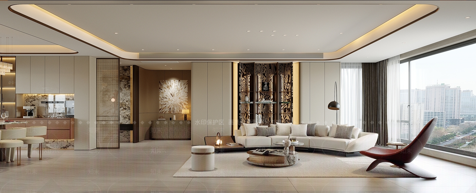 轻奢现代家居客厅3D模型下载【ID:1204393682】