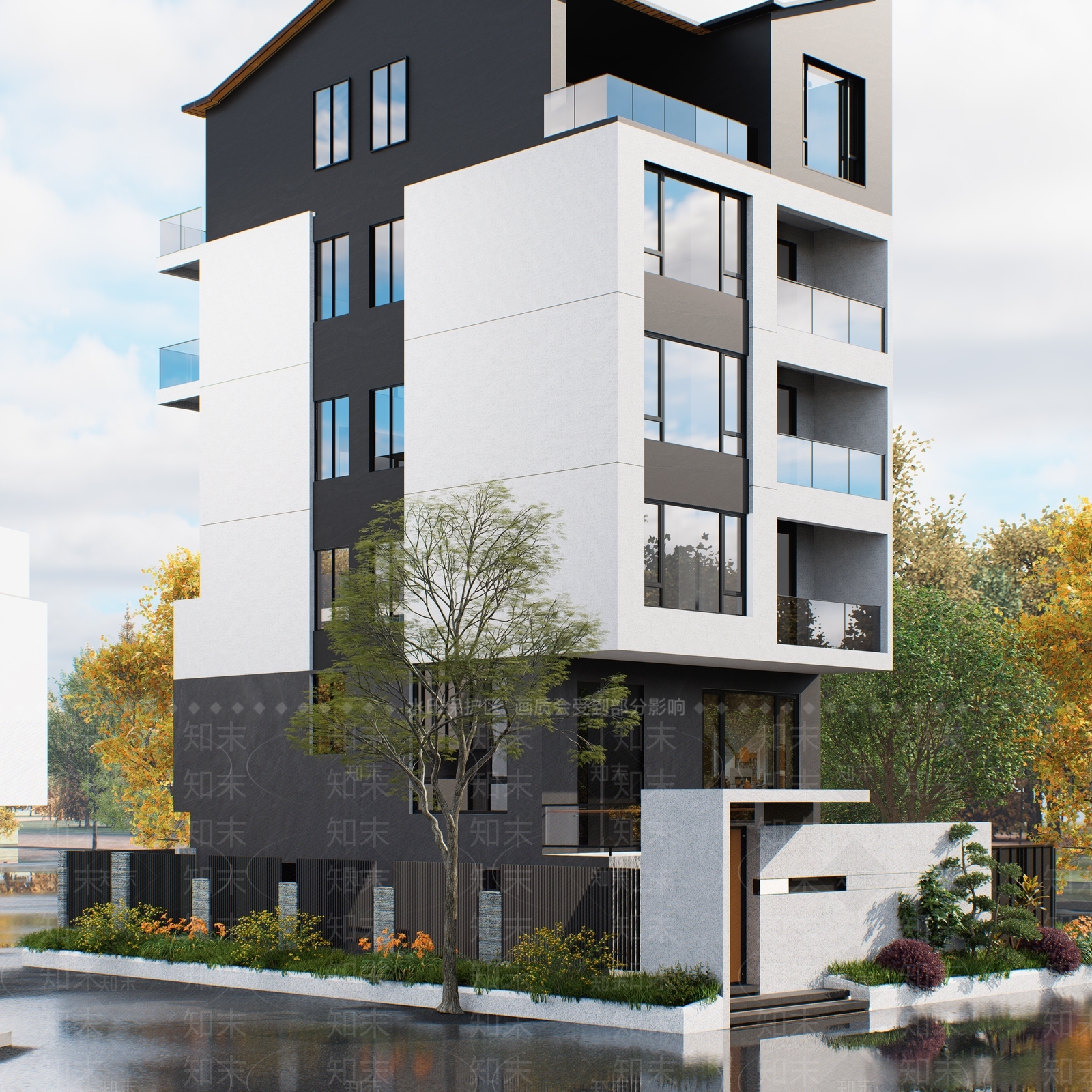 现代简约独栋别墅SU模型下载【ID:1204394453】