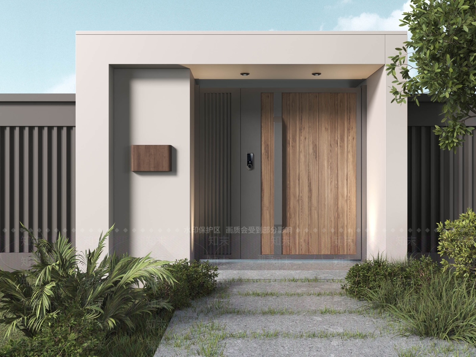 现代庭院门SU模型下载【ID:1204404257】