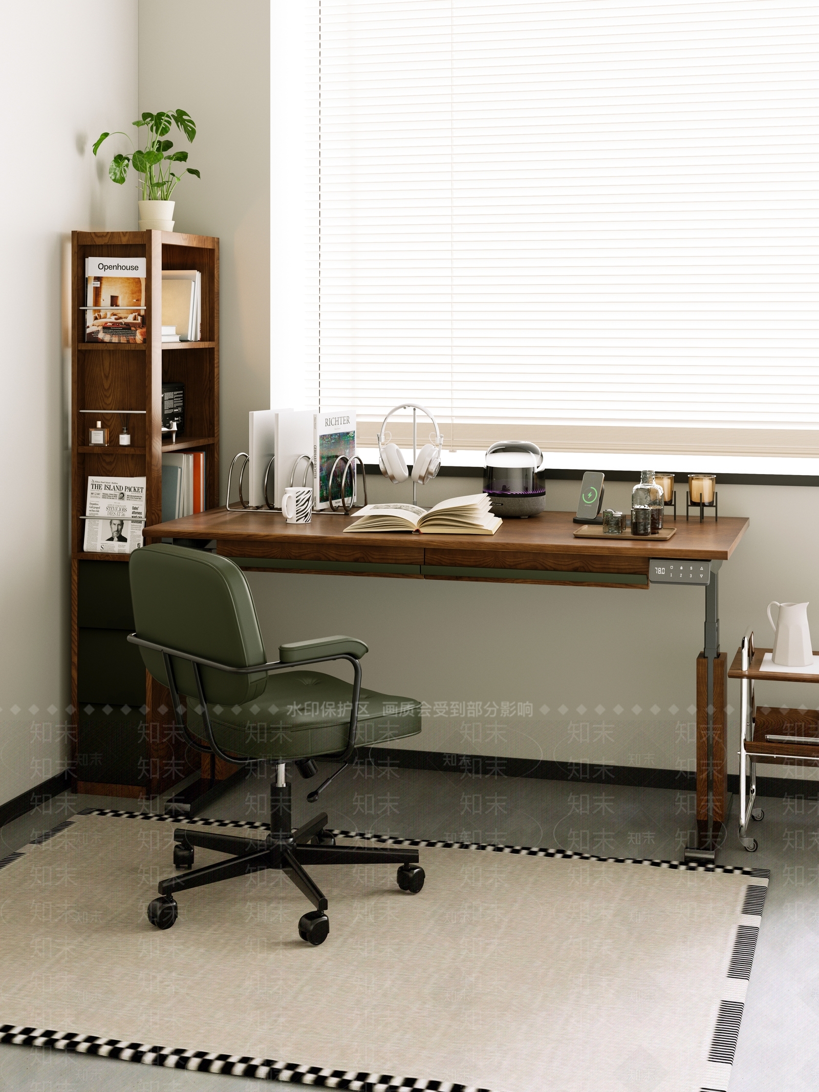 复古侘寂书房3D模型下载【ID:1204396821】