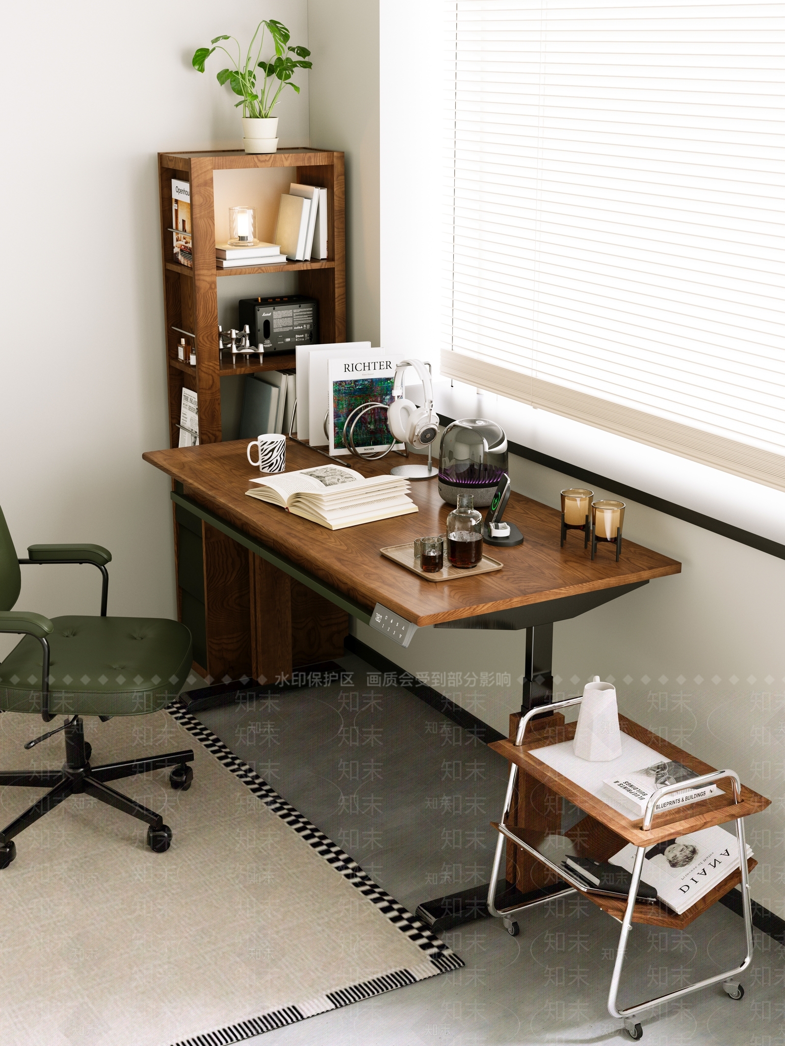 复古侘寂书房3D模型下载【ID:1204396821】