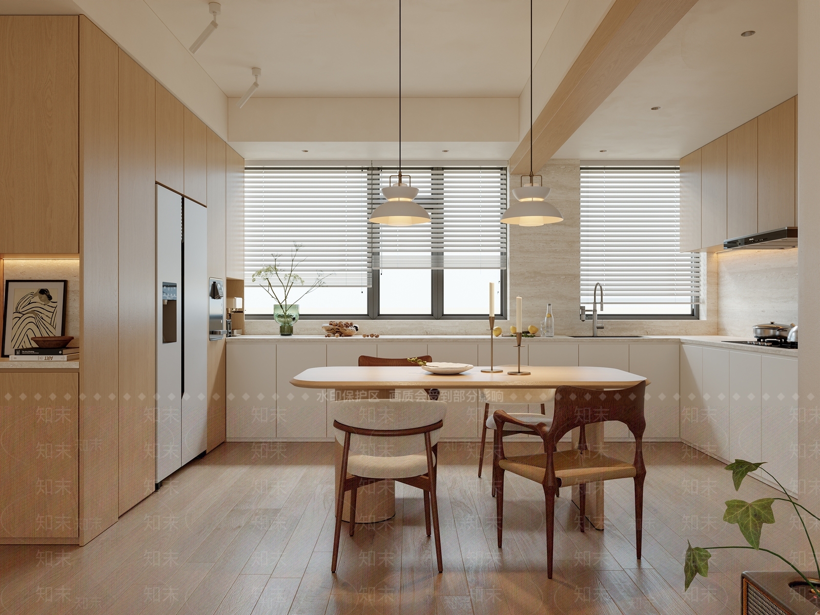 现代奶油家居餐厅3D模型下载【ID:1204397283】