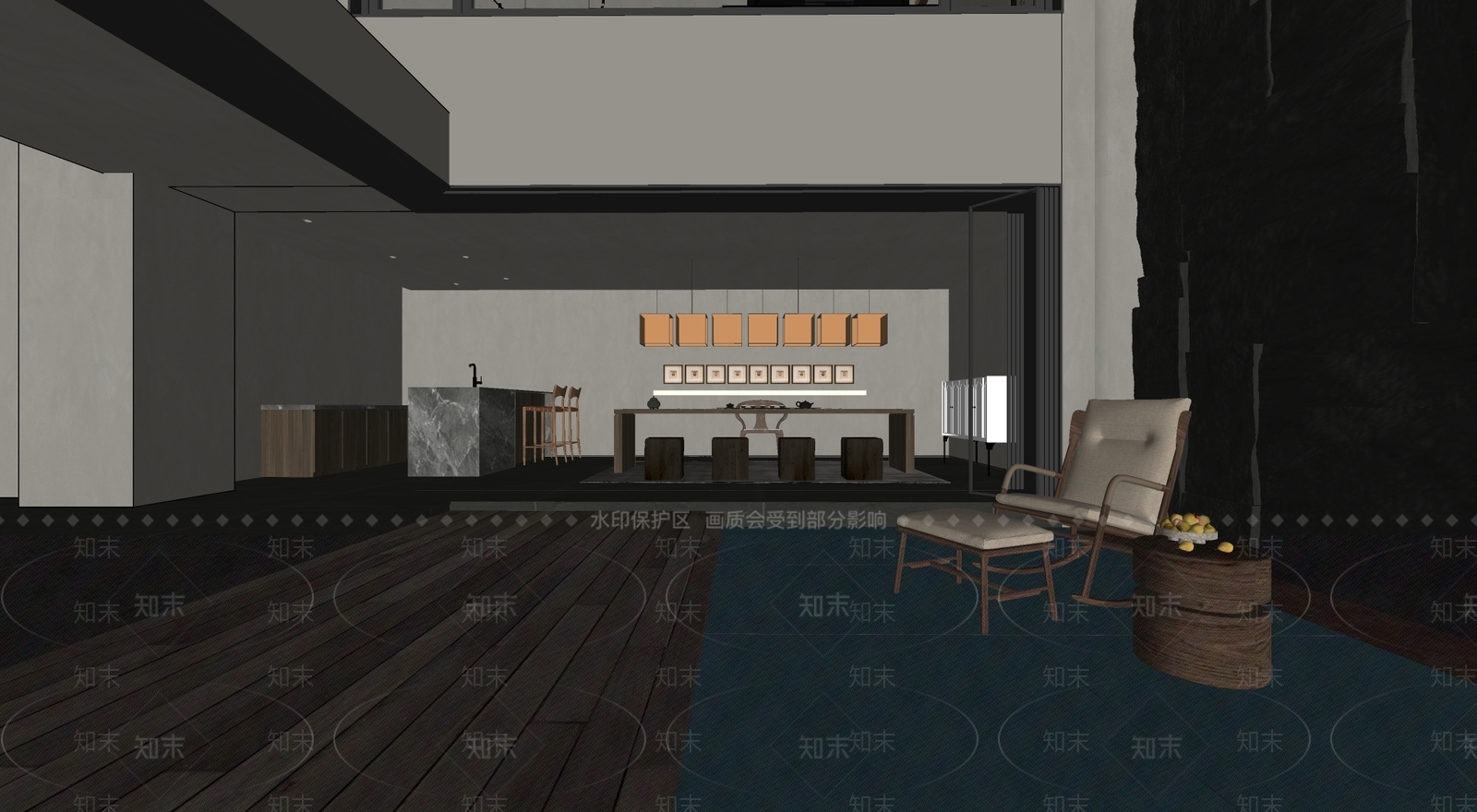 新中式茶室SU模型下载【ID:1204397710】
