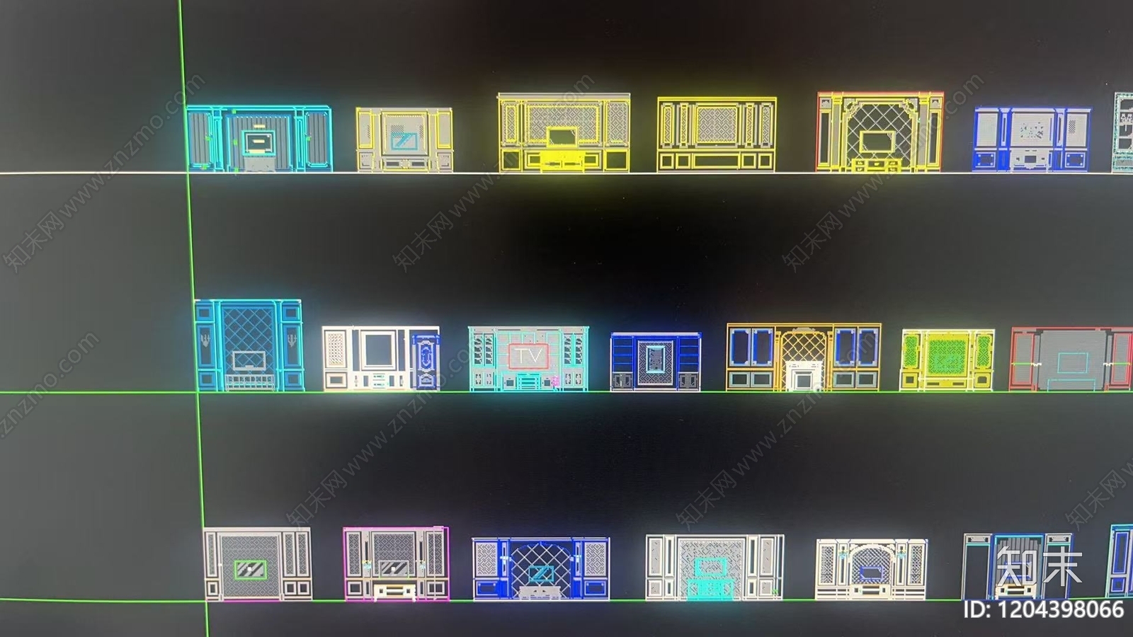 法式美式背景墙施工图下载【ID:1204398066】