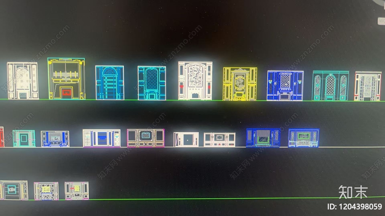 欧式美式背景墙施工图下载【ID:1204398059】