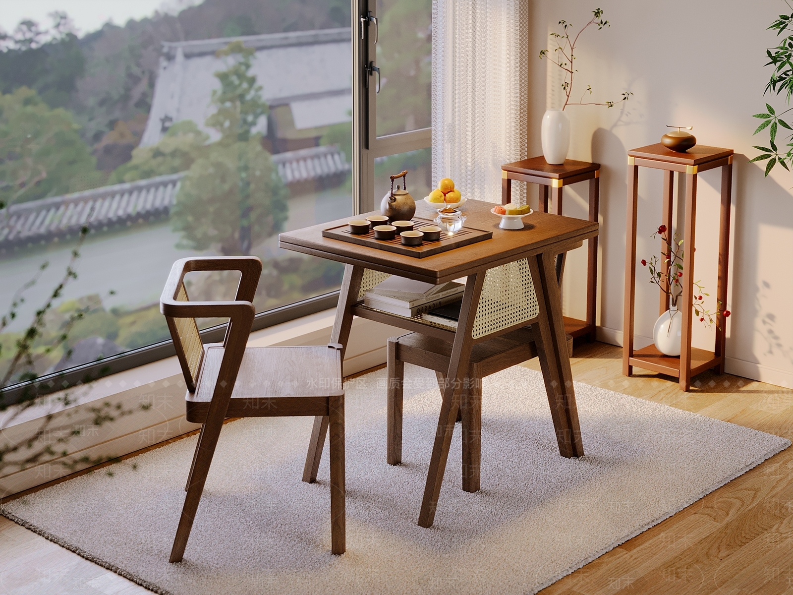 新中式禅意阳台3D模型下载【ID:1204399142】
