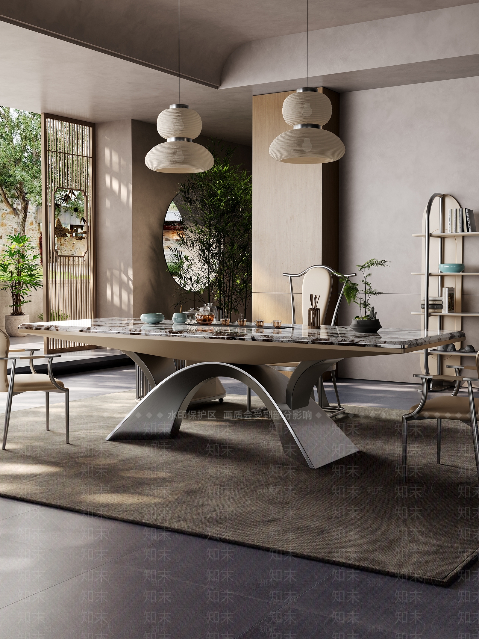 新中式现代茶室3D模型下载【ID:1204400541】