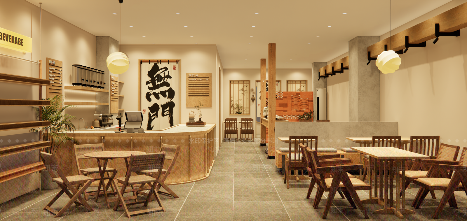 新中式现代奶茶店SU模型下载【ID:1204400811】
