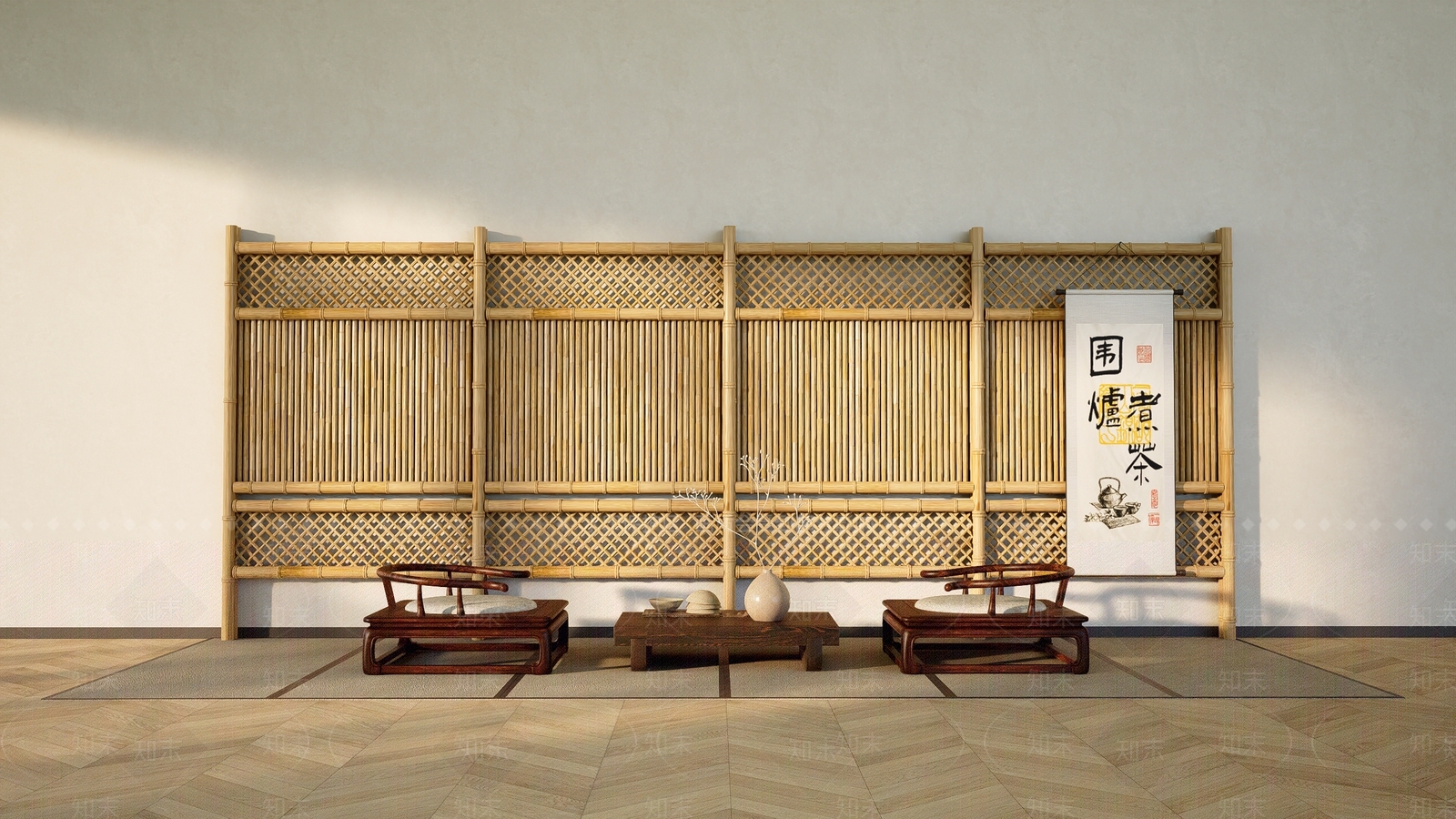 日式原木茶桌椅SU模型下载【ID:1204400979】