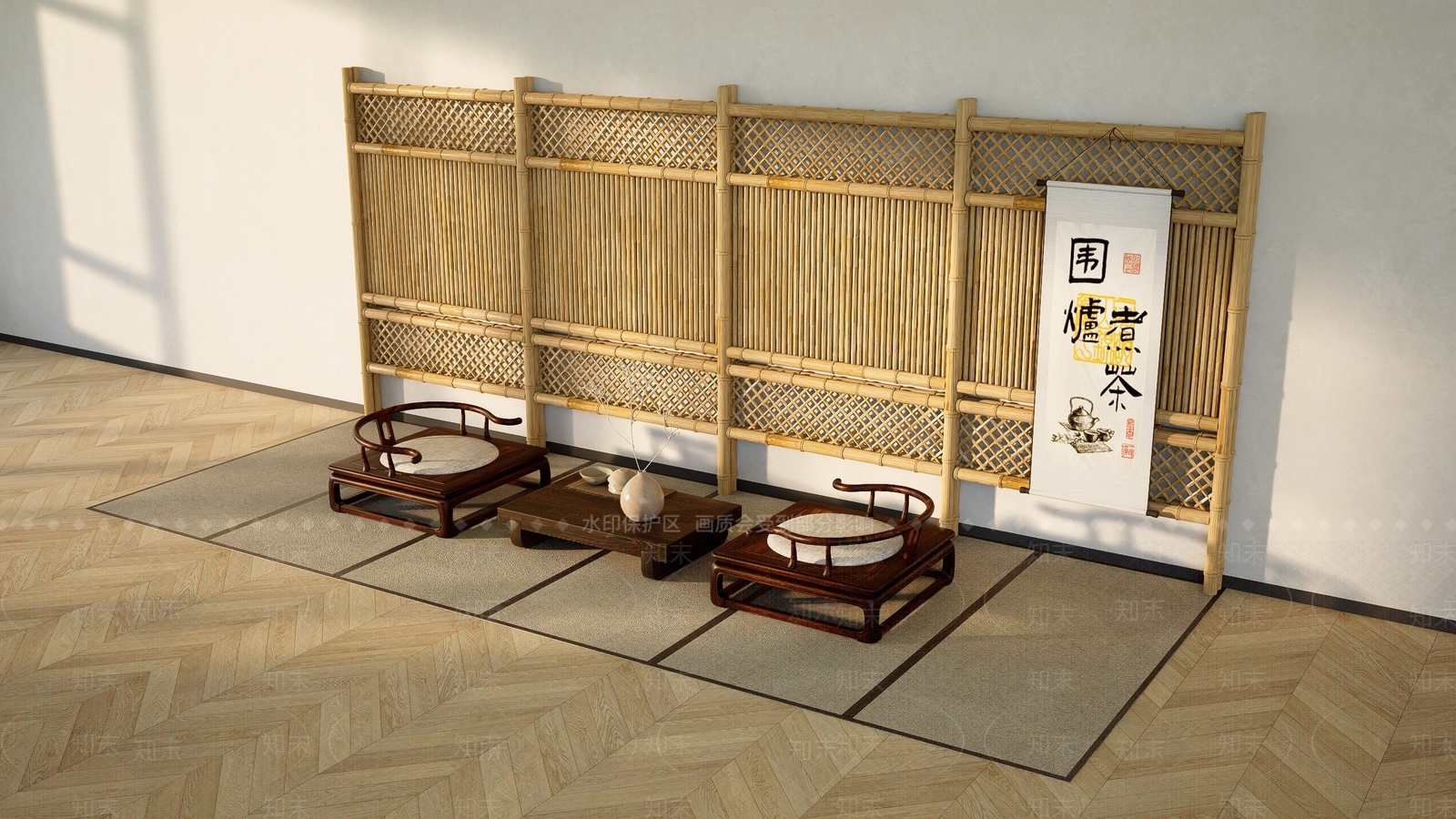 日式原木茶桌椅SU模型下载【ID:1204400979】