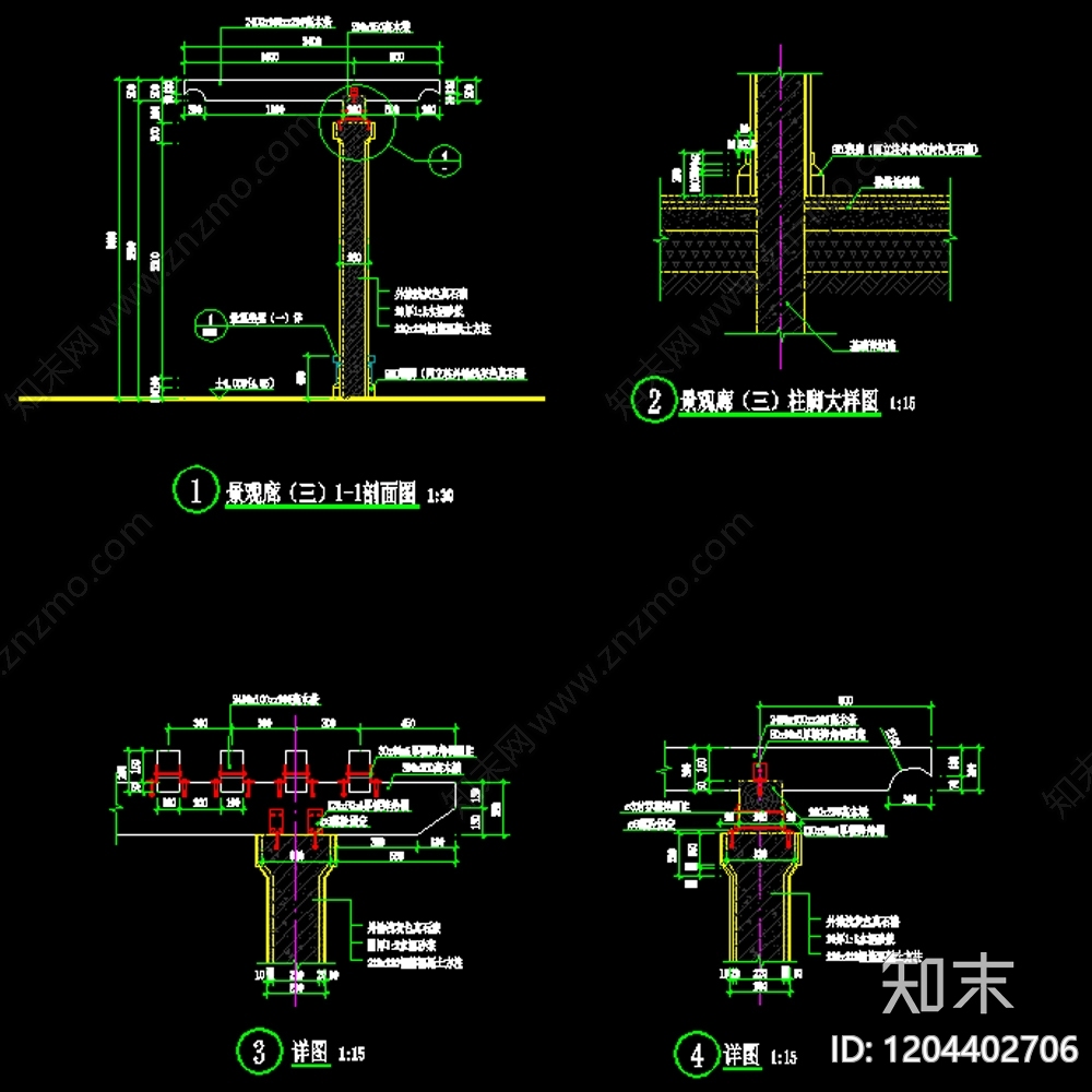 现代亭子图库cad施工图下载【ID:1204402706】