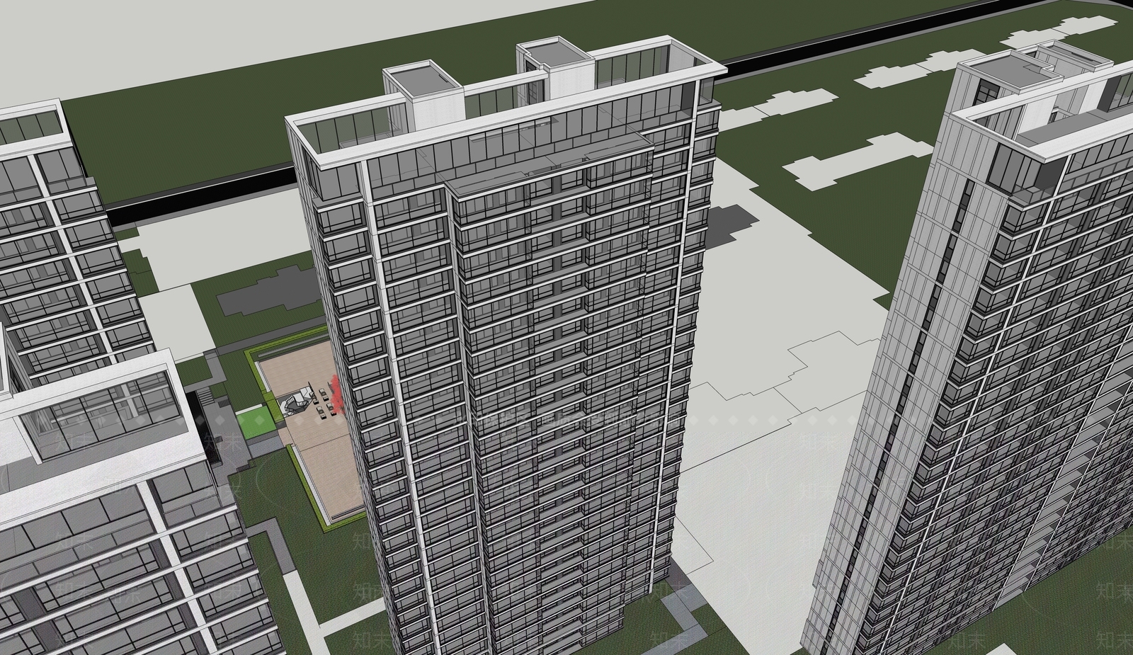 现代高层住宅SU模型下载【ID:1204483347】