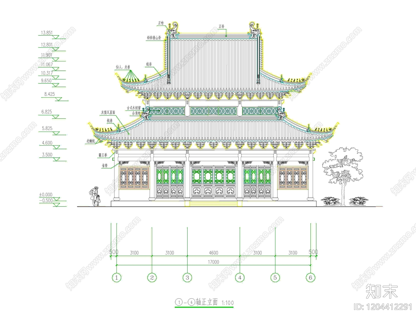 寺庙施工图下载【ID:1204412291】