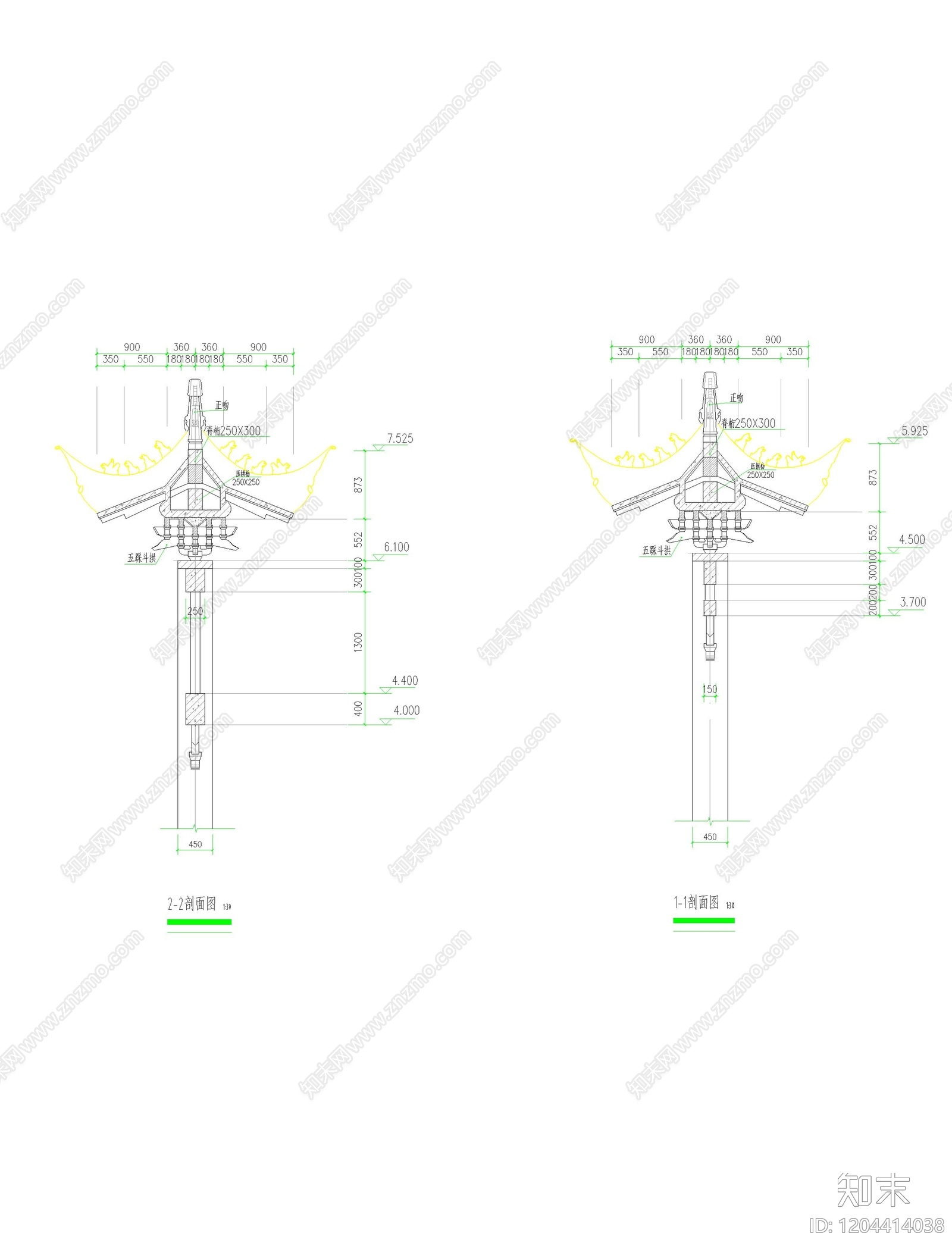 仿古建筑cad施工图下载【ID:1204414038】