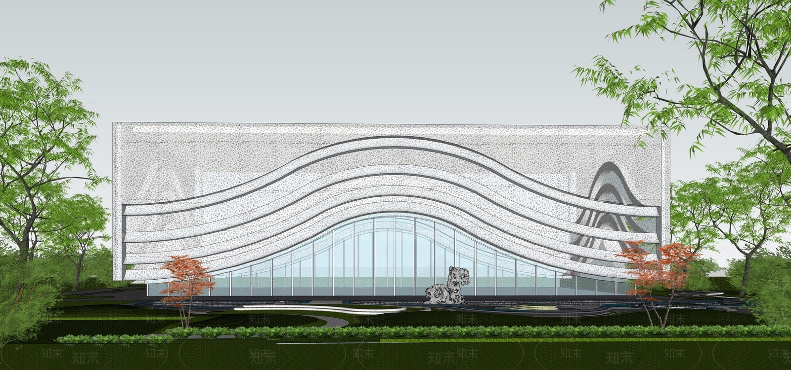 现代展览馆建筑SU模型下载【ID:1204415516】