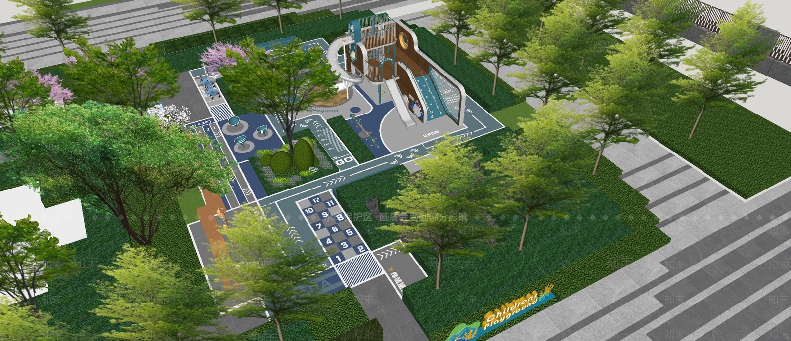 现代小区景观SU模型下载【ID:1204419017】