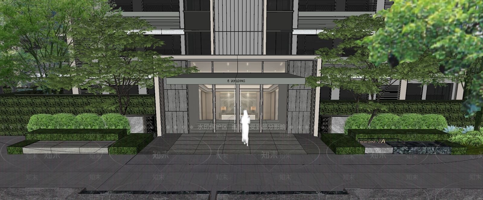 现代小区景观SU模型下载【ID:1204419398】