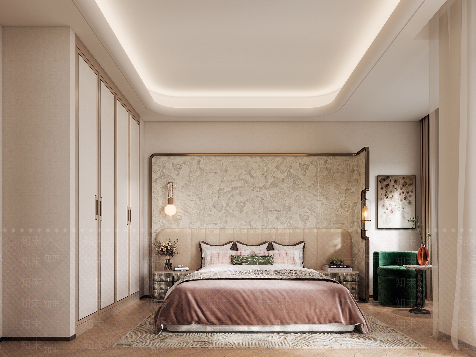 现代轻奢家居卧室3D模型下载【ID:1204420722】