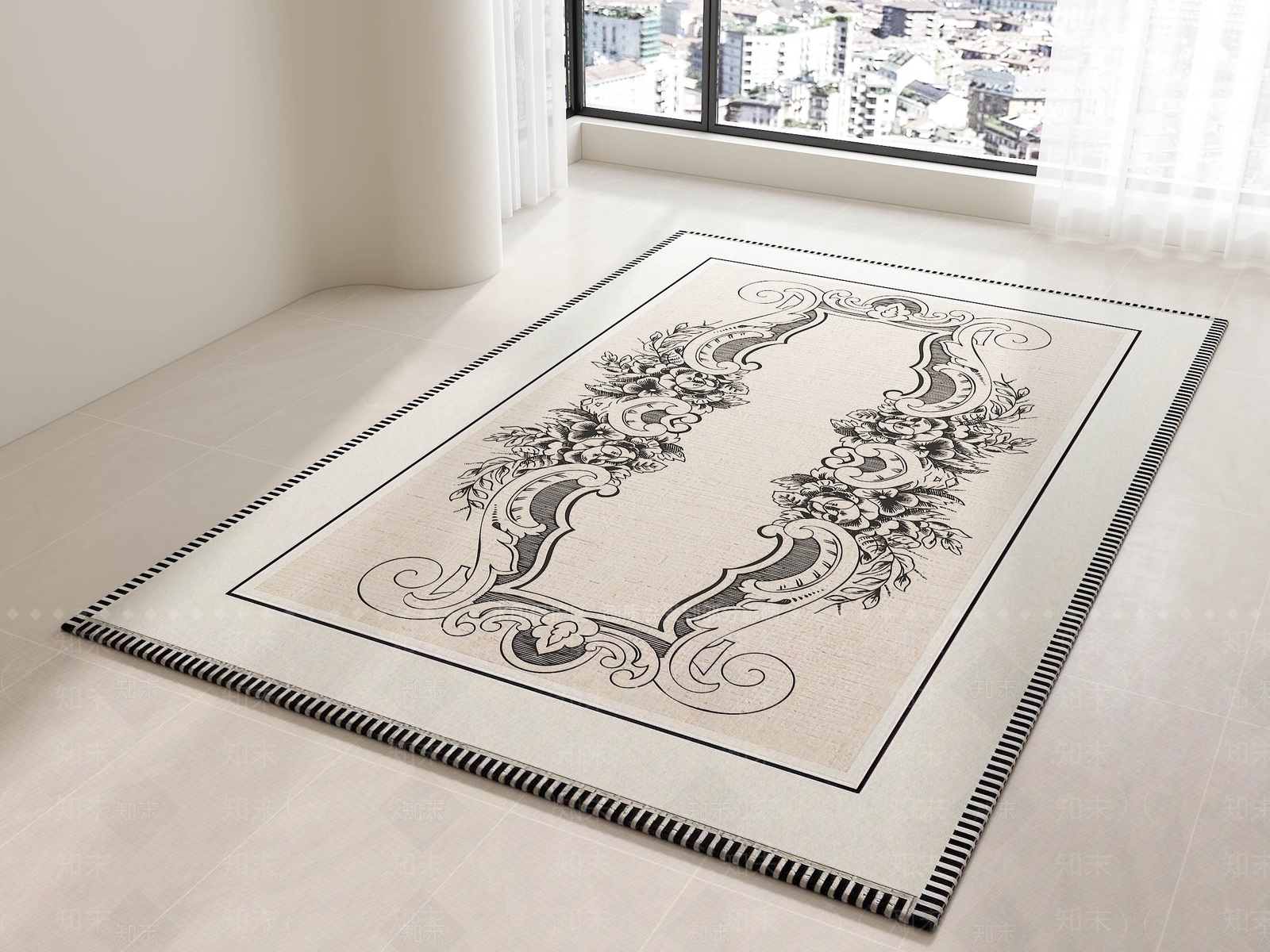 中古欧式地毯SU模型下载【ID:1204422934】