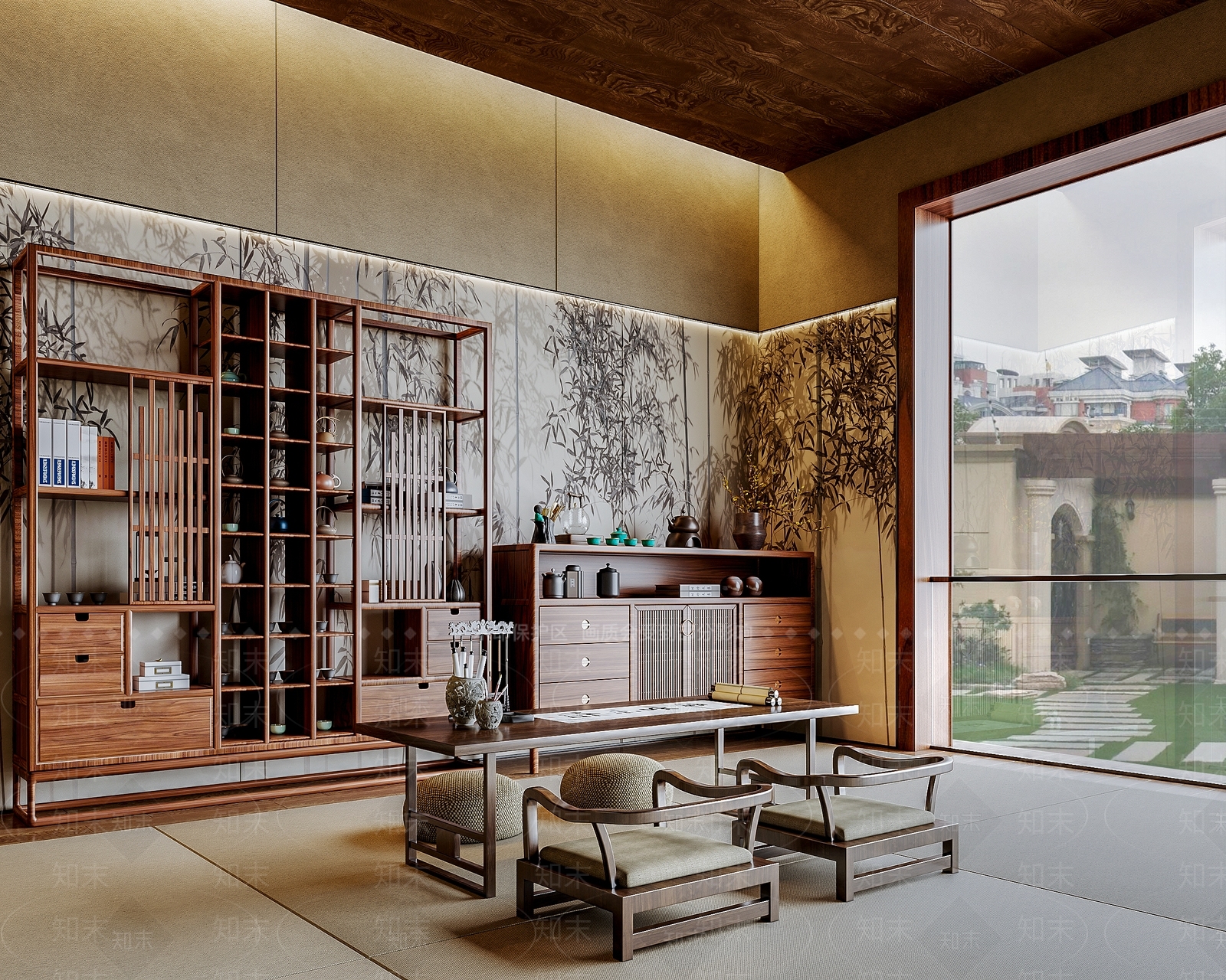 新中式中古茶室3D模型下载【ID:1204427451】
