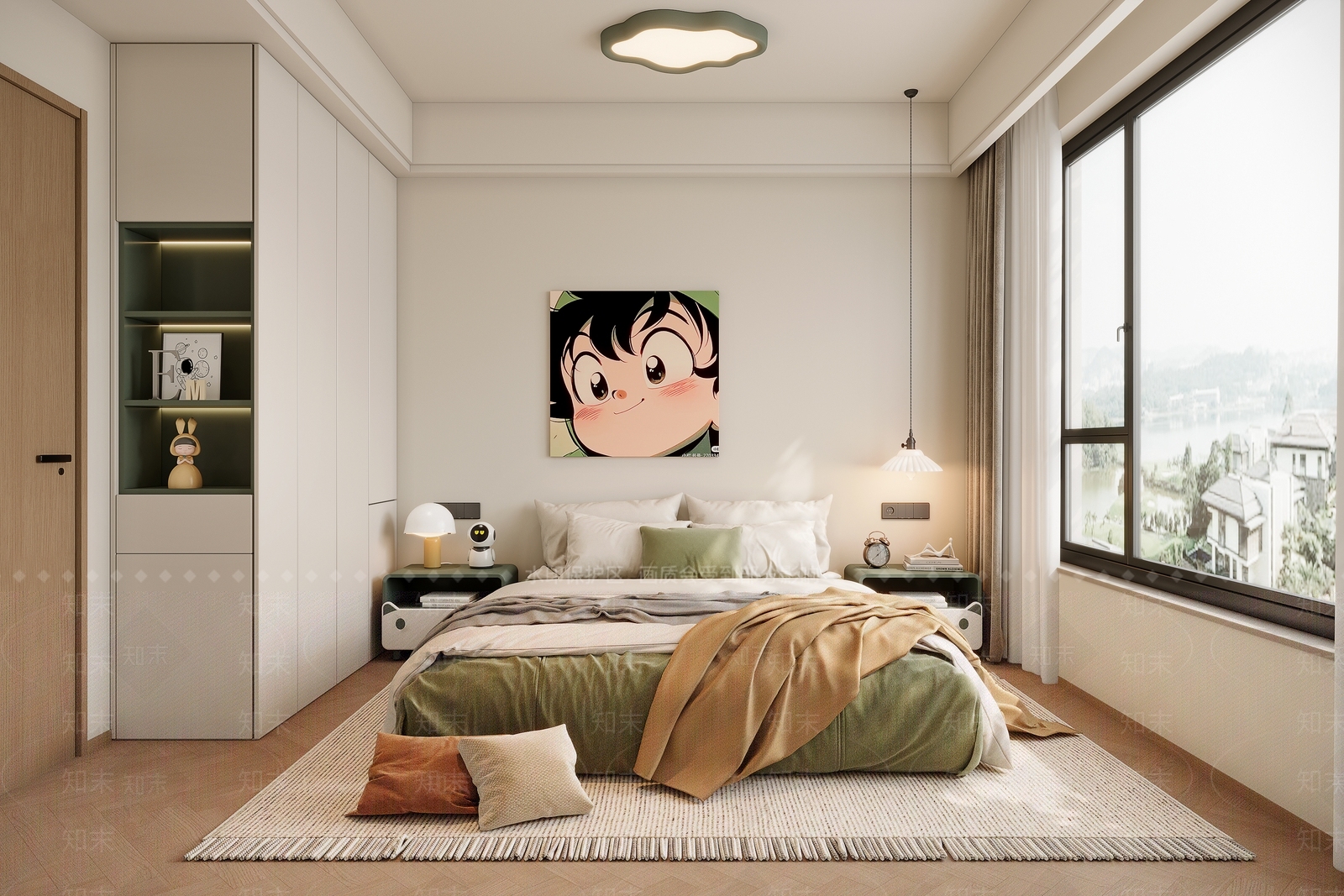 现代奶油通用儿童房3D模型下载【ID:1204428793】